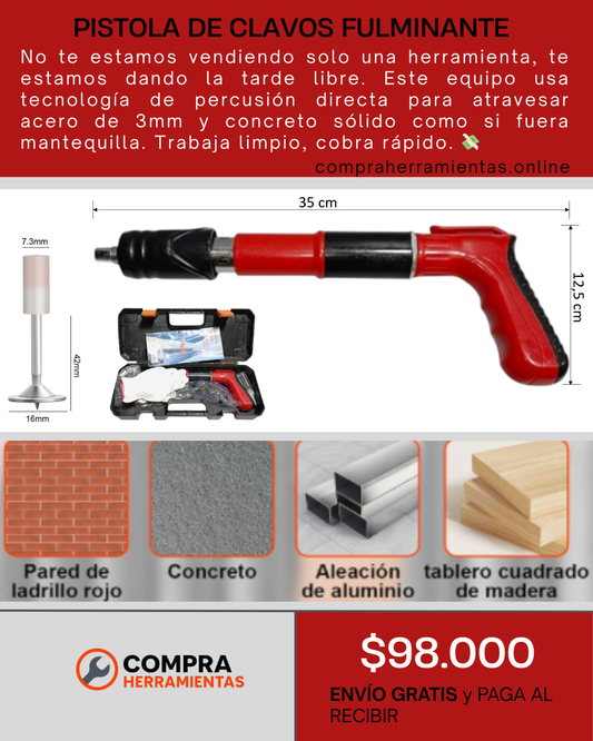 PISTOLA DE CLAVOS FULMINANTE