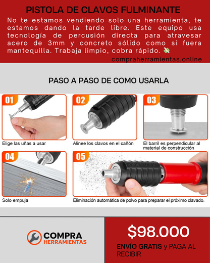 PISTOLA DE CLAVOS FULMINANTE