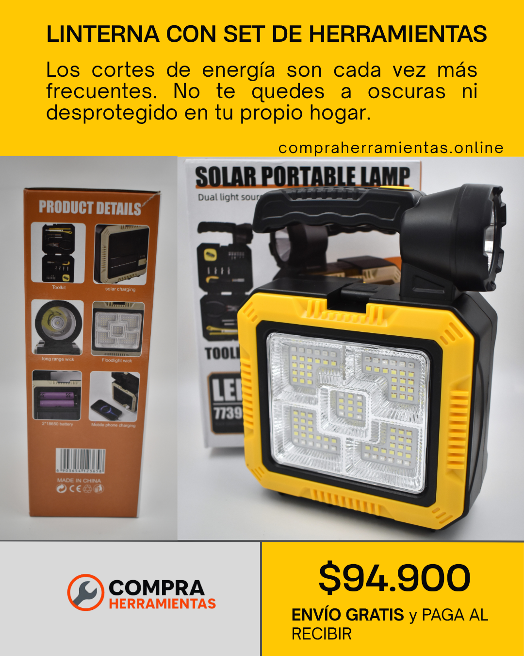 🔦 LINTERNA CON SET DE HERRAMIENTAS