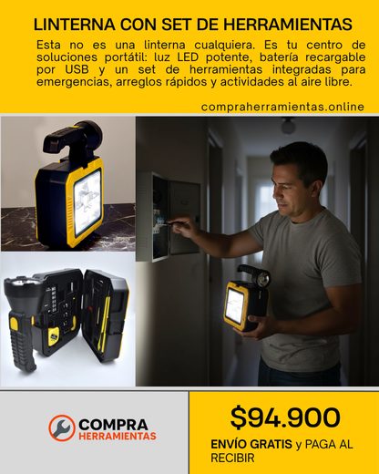 🔦 LINTERNA CON SET DE HERRAMIENTAS
