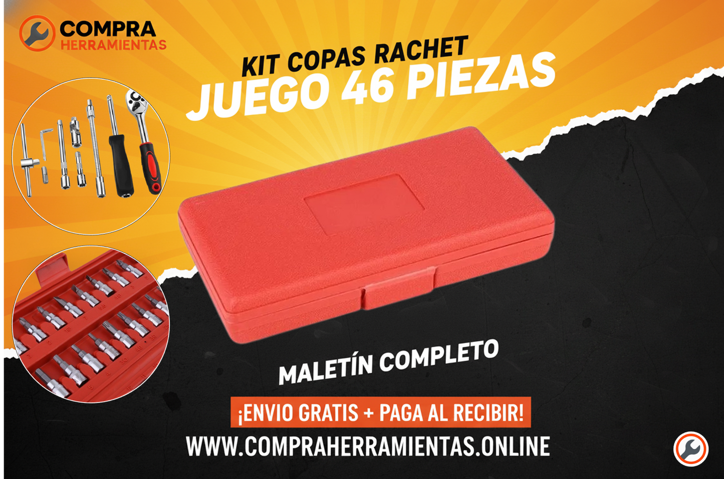 Juego de herramientas - Copas Ratchet - 46 piezas.
