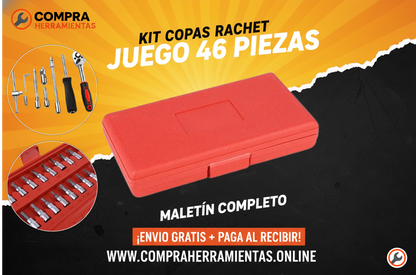 Juego de herramientas - Copas Ratchet - 46 piezas.