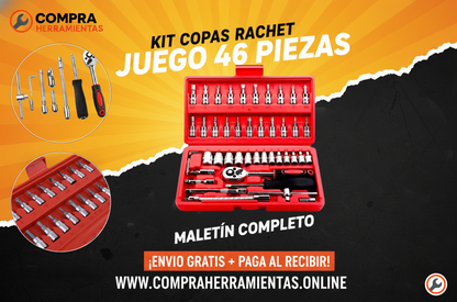 Juego de herramientas - Copas Ratchet - 46 piezas.