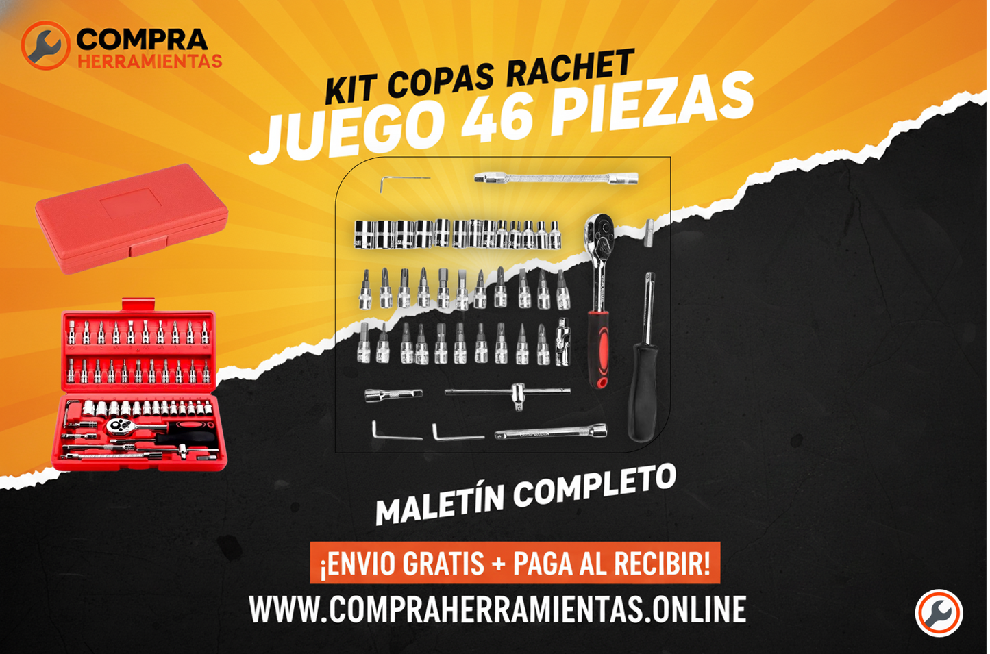 Juego de herramientas - Copas Ratchet - 46 piezas.