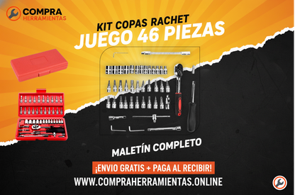 Juego de herramientas - Copas Ratchet - 46 piezas.