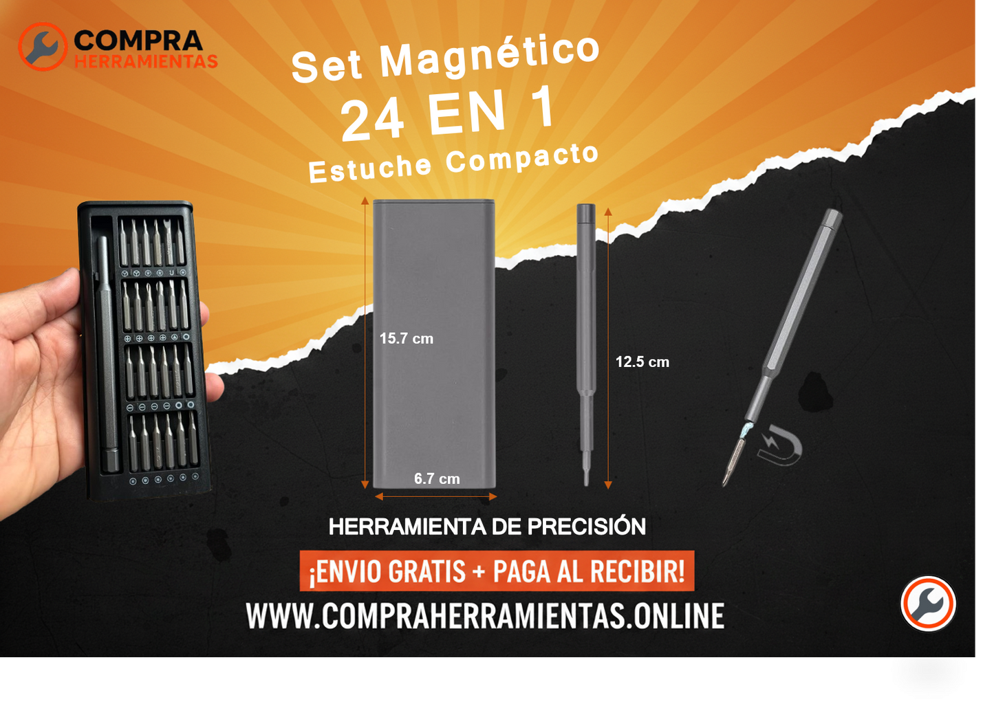 Destornillador Magnético de precisión 24 en 1