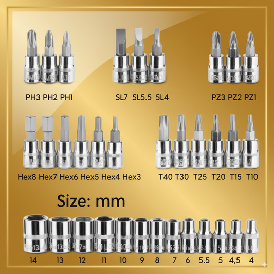 Juego de herramientas - Copas Ratchet - 46 piezas.