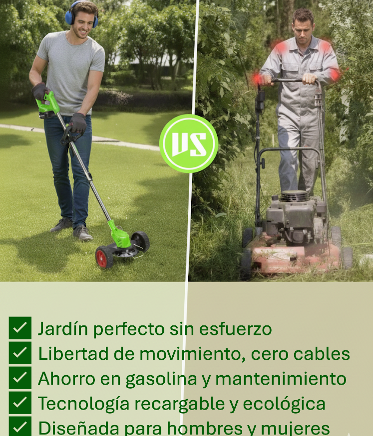 🌱 GUADAÑA CON LLANTAS 3 EN 1, PODADORA PORTATIL INALÁMBRICA